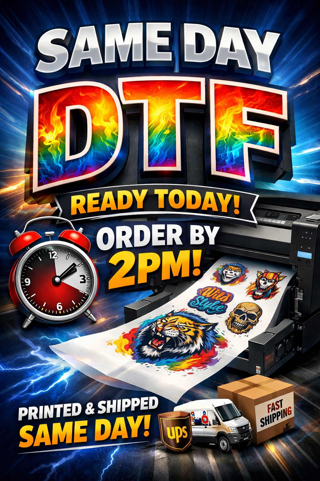 Guaranteed Same-Day DTF Order by 2PM Bessemer Only